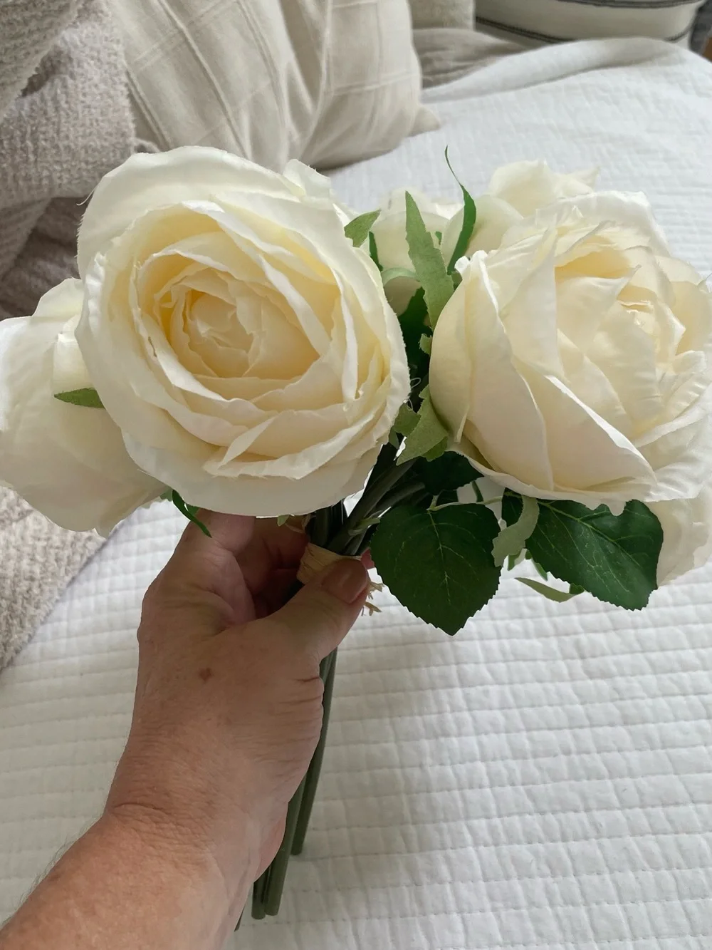 Cream Artificial Rose Bouquet - Home Accents